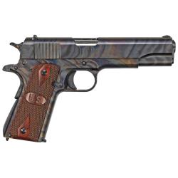 Auto-Ordnance 1911GCH 1911  45 ACP  5 Barrel 7+1, Color Case Hardened Carbon Steel with Beavertail Frame, Serrated Slide, Checkered Wood with Integrated US Logo Grip, Manual Safety