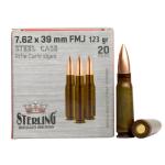 STERLING 7.62X39MM 123 GR FMJ 20RDS RIFLE AMMO FOR TACTICAL AND RANGE USE -