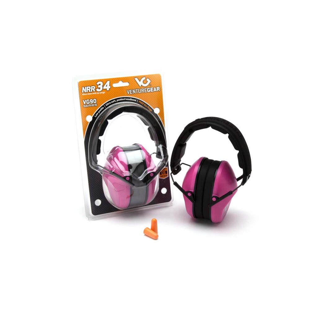 Pyramex Venture Gear VG90-Series Ear Protection, Pink/Black Adult