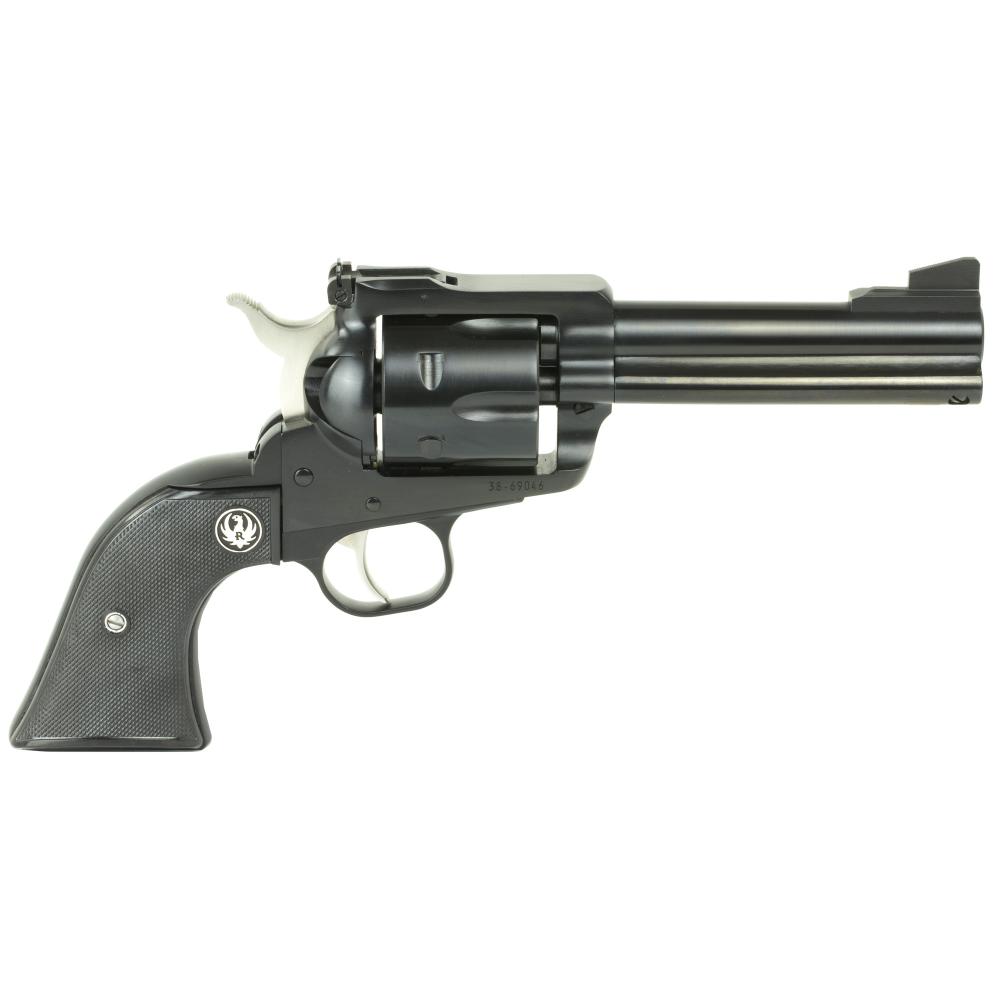 Ruger Blackhawk Convertible 9mm Luger .357 Magnum 6-Round Blued Steel Black Revolver - 308 (Black Checkered Rubber Grip)