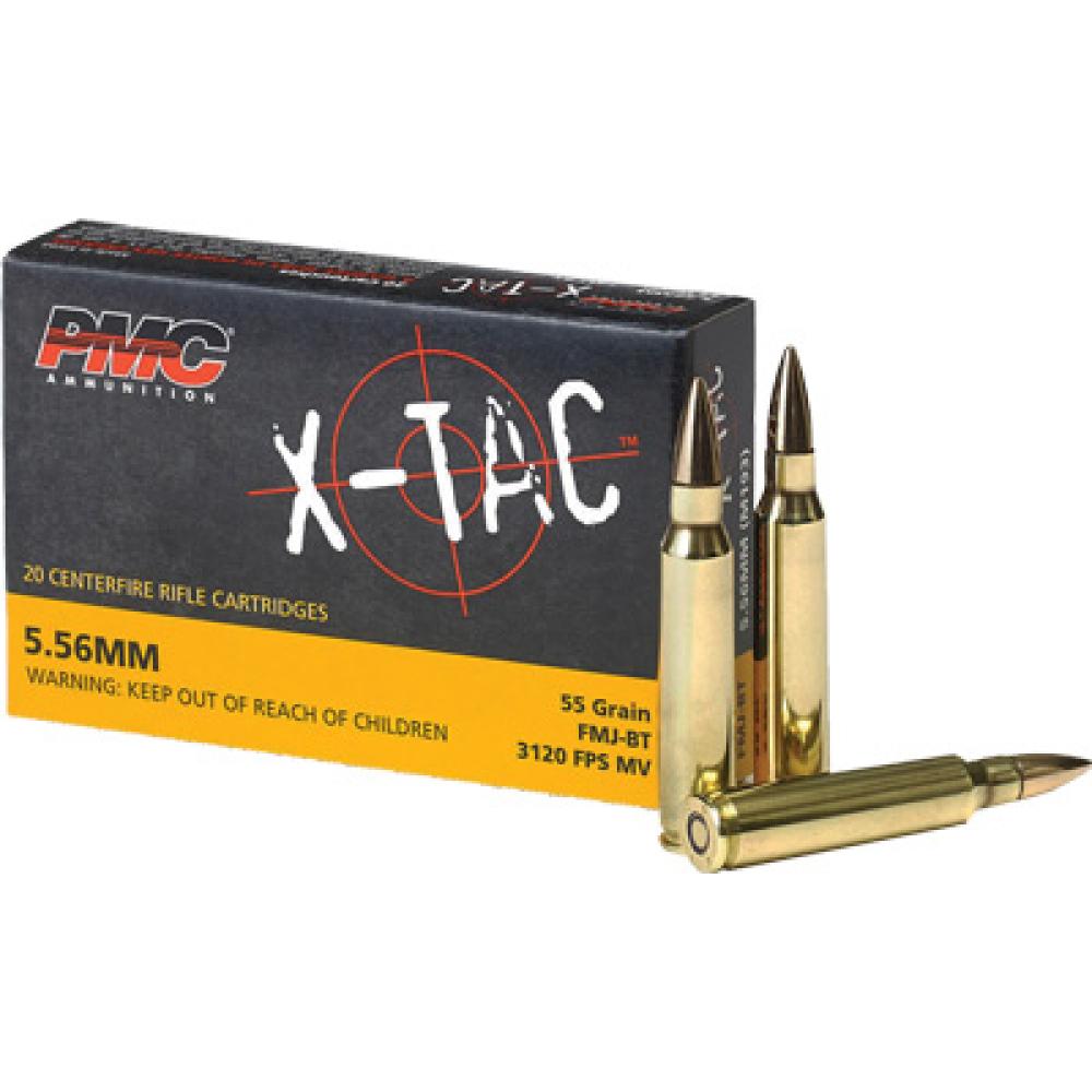 PMC 556X X-Tac Target 5.56x45mm NATO 55 gr, Full Metal Jacket Boat-Tail ...