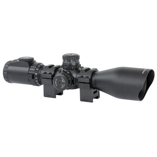 UTG, Accushot Precision Series Rifle Scope, 3-12X44, Illuminated Mil-Dot Reticle, EZ-TAP Rings