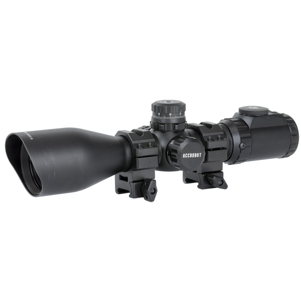 UTG, Accushot Precision Series Rifle Scope, 3-12X44, Illuminated Mil-Dot Reticle, EZ-TAP Rings