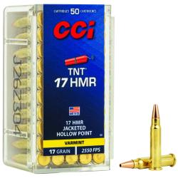 CCI TNT 17 HMR 17 gr Jacketed Hollow Point 50 Per Box