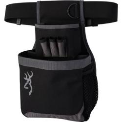 BROWNING FLASH SHELL POUCH — BLACK/GRAY — ADJUSTABLE BELT — SEMI-RIGID DIVIDER + (3) SHELL LOOPS + 25-ROUND BOX POCKET