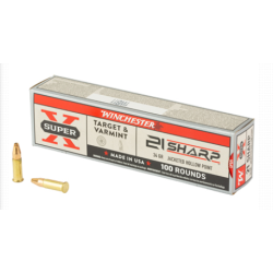 Winchester Ammunition, Target & Varmint, Super-X, 21 SHARP, 34 Grain, Lead Jacketed Hollow Point, 100 Round Box