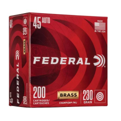 Federal Champion Training Handgun Ammunition .45 ACP 230 gr FMJ 890 fps 200/ct