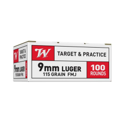 Winchester Target Handgun Ammunition 9mm Luger 115 gr. FMJ 1190 fps 100/ct