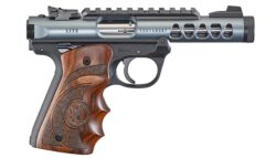 Ruger 43921 Mark IV 22/45 22 LR 10+1 4.40 Satin Stainless Steel Barrel, Diamond Gray Anodized Ventilated Aluminum w/Picatinny Rail Slide, Contoured Wood Laminate Grip