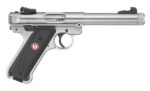 Ruger 40126 Mark IV Target 22 LR 10+1 5.50 Overall Satin Stainless Steel Threaded/Bull Barrel, Slide  & Frame, Black Checkered Polymer Grips