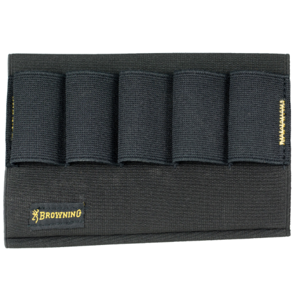 BROWNING ELASTIC STOCK OPTION — SHOTGUN BUTTSTOCK SHELL HOLDER — 5-ROUND — BLACK