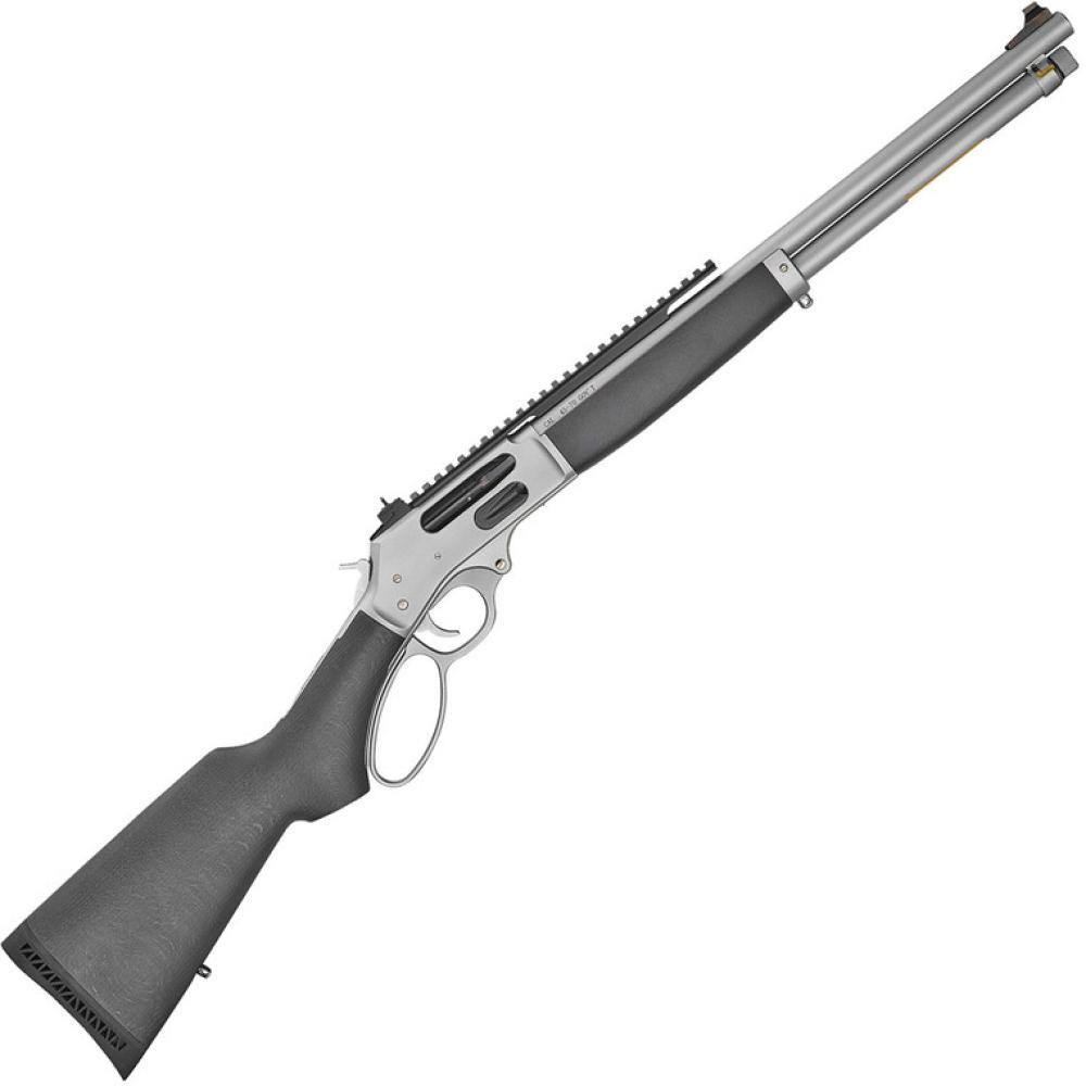 Henry All-Weather Side Gate + Picatinny Rail Lever Action .45-70 Gov’t — 18.43" Barrel, Hard-Chrome Metalwork, Large Loop, 4+1 Capacity, Stained Hardwood