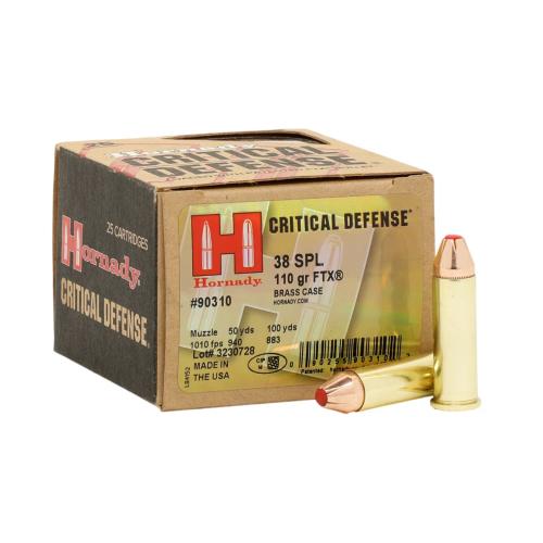 Hornady 90310 Critical Defense  38 Special 110 gr Hornady Flex Tip eXpanding (FTX) 25 Per Box/ 10 Cs