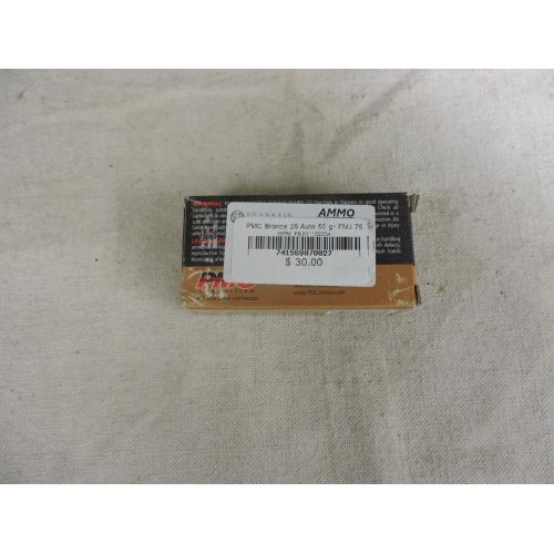 PMC Bronze 25 Auto 50 gr FMJ 750 FPS MV box of 50 rds