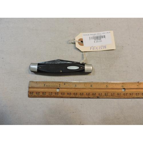 VINTAGE RANGER PROV. USA 3 BLADE POCKET KNIFE. PAT. # 3.317.996