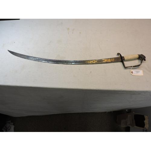 Eagle Head Pommel Sword with Gilt and Blued Decorated Blade