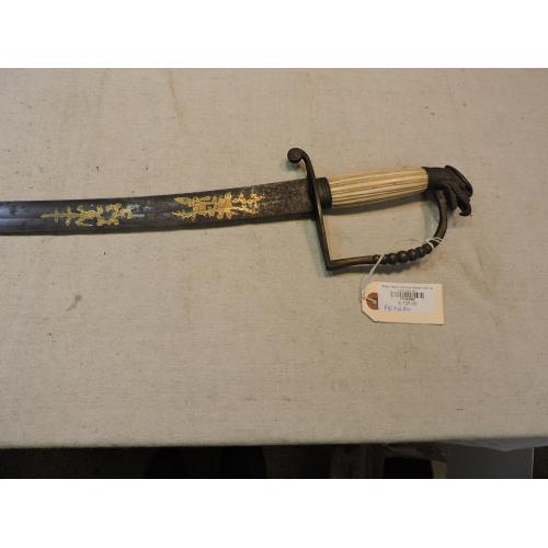 Eagle Head Pommel Sword with Gilt and Blued Decorated Blade