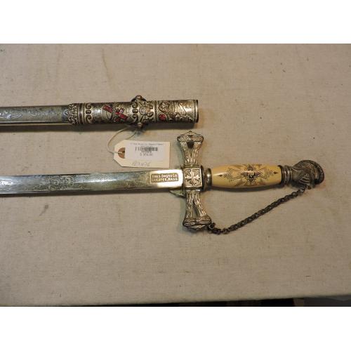 Vintage Ames Co. Masons Fraternal Knights Ceremonial Sword & Scabbard