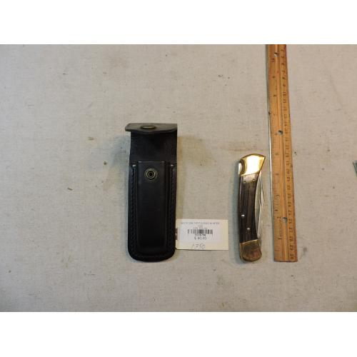 BUCK USA 110 FOLDING HUNTER LOCK BACK KNIFE WITH LEATHER SHEATH