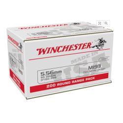 Winchester 5.56mm M193 FMJ 55GR 3180 FPS 200 Round Box