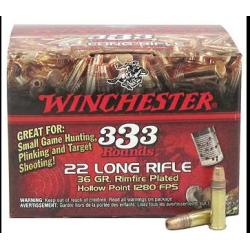 Winchester Ammo 22LR333HP USA  22 LR 36 gr Copper Plated Hollow Point (CPHP) 333 Bx/10 Cs (Bulk)