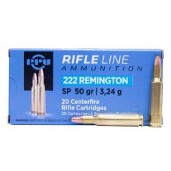PPU PP222 Standard Rifle Rifle 222 Rem 50 gr Soft Point (SP) 20 Per Box/ 50 Cs