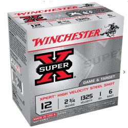 Winchester Ammo WE12GT6 Super X Xpert High Velocity 12 Gauge 2.75 1 oz 1325 fps 6 Shot 25 Bx/10 Cs