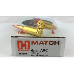 Hornady 81608 Match  6mm ARC 108 gr, Extremely Low Drag-Match (ELD-M) 20 Per Box/ 10 Cs