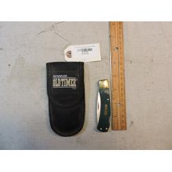 Schrade Old Timer Single Blade 50T Single Blade Folding Pocket Knife Green w/Sheath