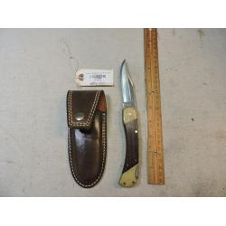Vintage SCHRADE Uncle Henry LB7 USA Folding Hunting Knife W/ Sheath