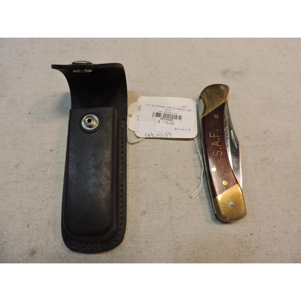 VTG SCHRADE UNCLE HENRY LB7 POCKET KNIFE USA w Sheath Box