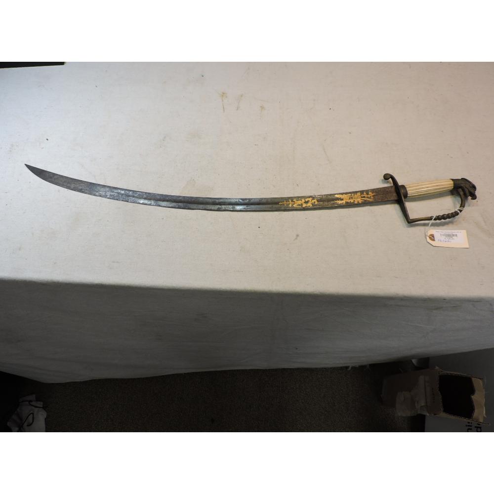 Eagle Head Pommel Sword with Gilt and Blued Decorated Blade