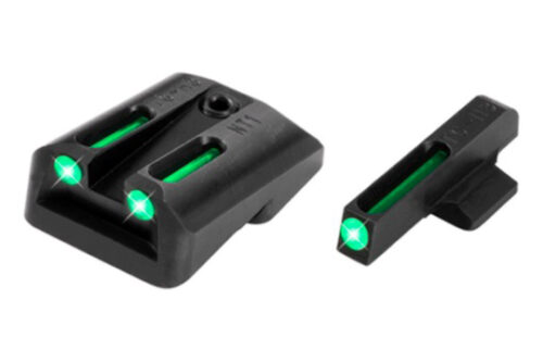 TRUGLO TFO 1911 Novak .270 Front/.450 Rear Tritium/Fiber, Front / Rear Sight Set Green CNC, Black