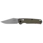 Kershaw Remnant, Folding Knife, 3.25 Spear Point, Plain Edge. D2 Blade Steel, 7.63 Overall Length, Button Lock, Stonewashed Finish, Silver, Black Micarta Handle 2054