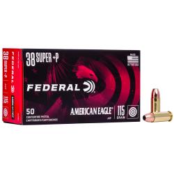 Federal AE38S3 American Eagle Handgun 38Super+P 115gr Jacketed Hollow Point 50 Per Box