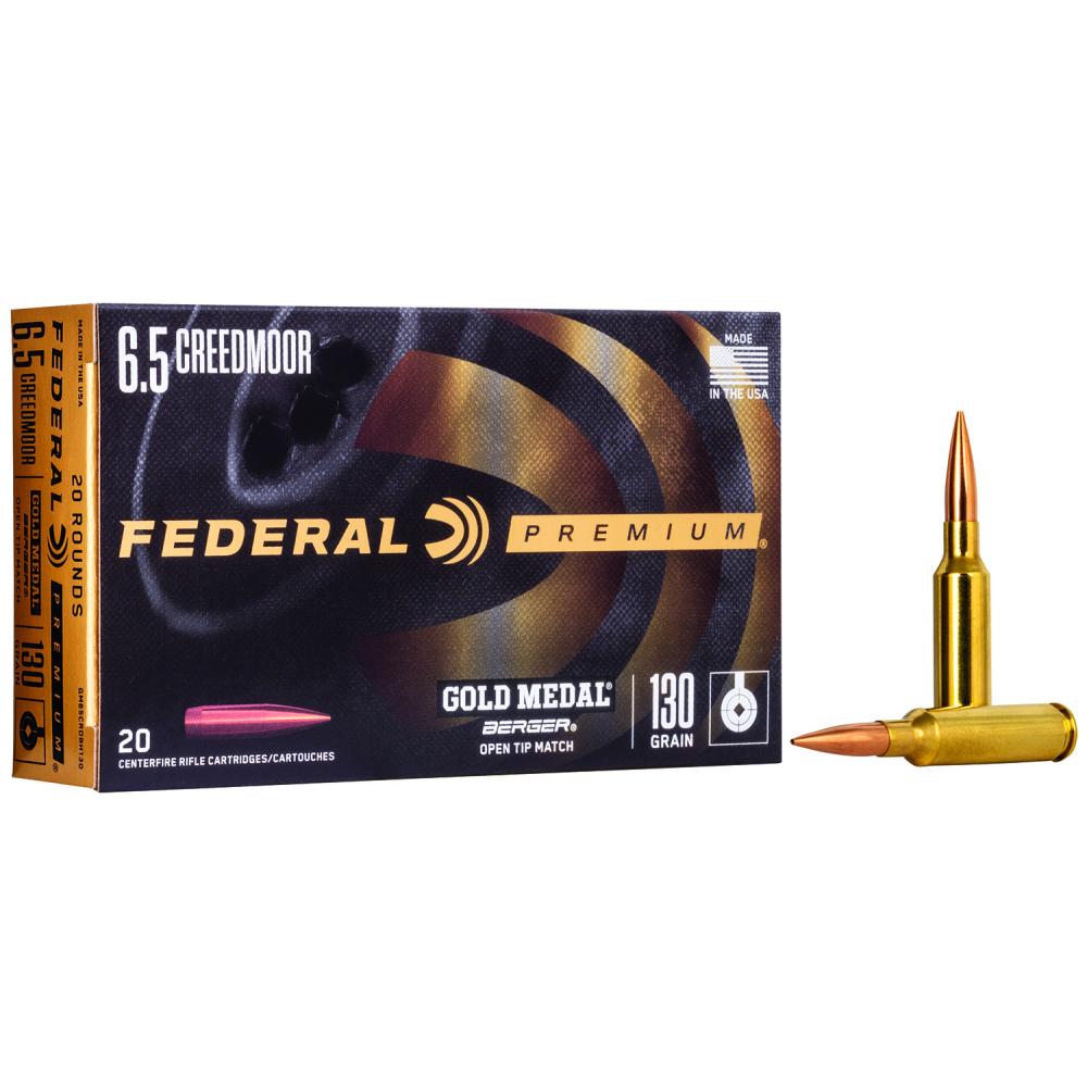 Federal GM65CRDBH130 Premium Gold Medal 6.5Creedmoor 130gr Berger Hybrid Open Tip Match