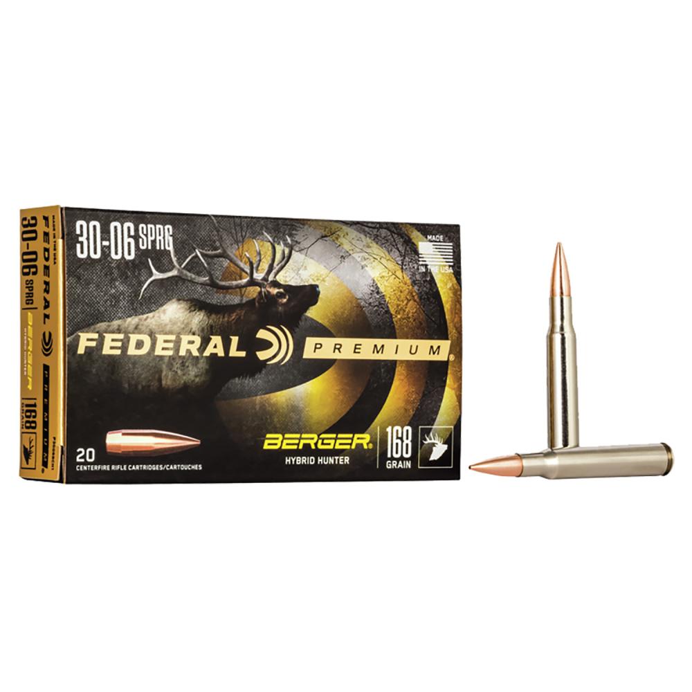 Federal P3006BCH1 Premium 30-06Springfield 168gr Berger Hybrid Hunter