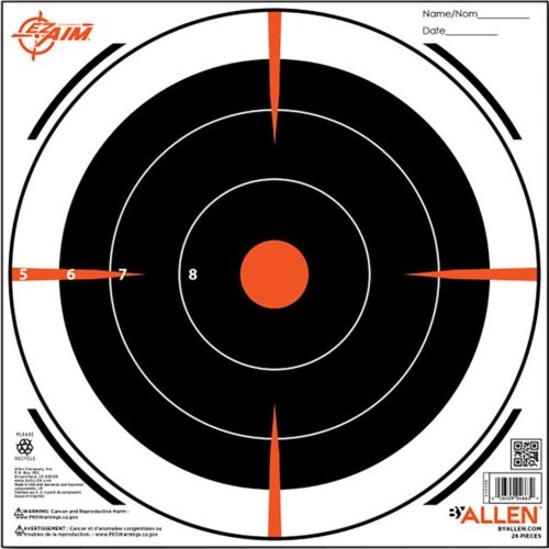 ALLEN 15246  EZAIM PAPER 8IN BULLSEYE         26PK