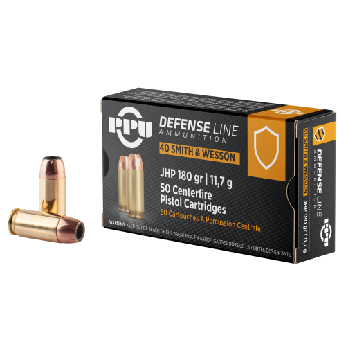 PPU PPD40 Defense  40 S&W 180 gr Jacketed Hollow Point (JHP) 50 Per Box/ 10 Cs