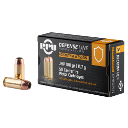 PPU PPD40 Defense  40 S&W 180 gr Jacketed Hollow Point (JHP) 50 Per Box/ 10 Cs