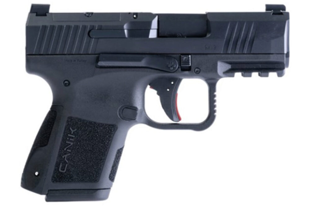 Canik HG7620N MC9  9mm Luger 12+1/15+1 3.18 Black Steel Barrel, Tennifer w/Black Cerakote Optic Ready/Serrated Slide, Black Polymer Frame w/Picatinny Rail. Black Polymer Grips