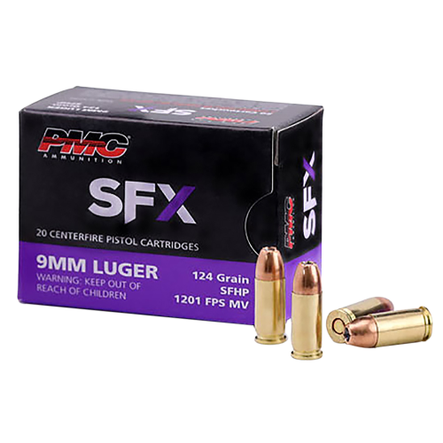 20 Rounds PMC SFx 9mm 124 Grain HP
