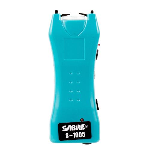 Sabre Mini Stun Gun with Holster 1.6 Million Volts Teal 120 Lumen Flashlight