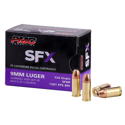 20 Rounds PMC SFx 9mm 124 Grain HP