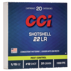 20 Rounds CCI Rat Shot 22LR #12 Shot