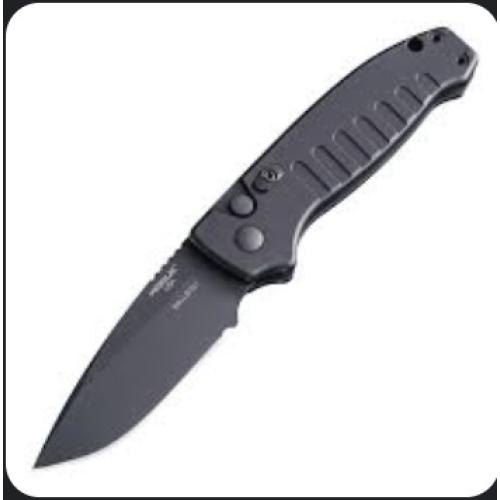 Hogue Ballista I AUTO Folding Knife 3.5" 154CM Black Drop Point Blade, Matte Black Aluminum Handles