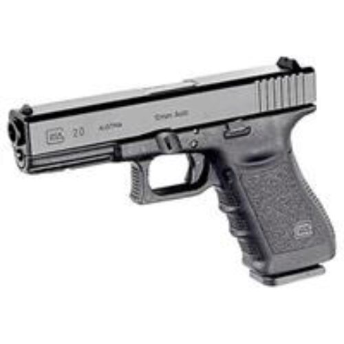 Glock PF2050203 G20 Gen3 Short Frame 10mm Auto 15+1 4.61 Black GMB Barrel/Matte Black Serrated Steel Slide/Black Polymer Frame w/Picatinny Rail/Black Textured Finger Grooved Polymer Grips Right Hand