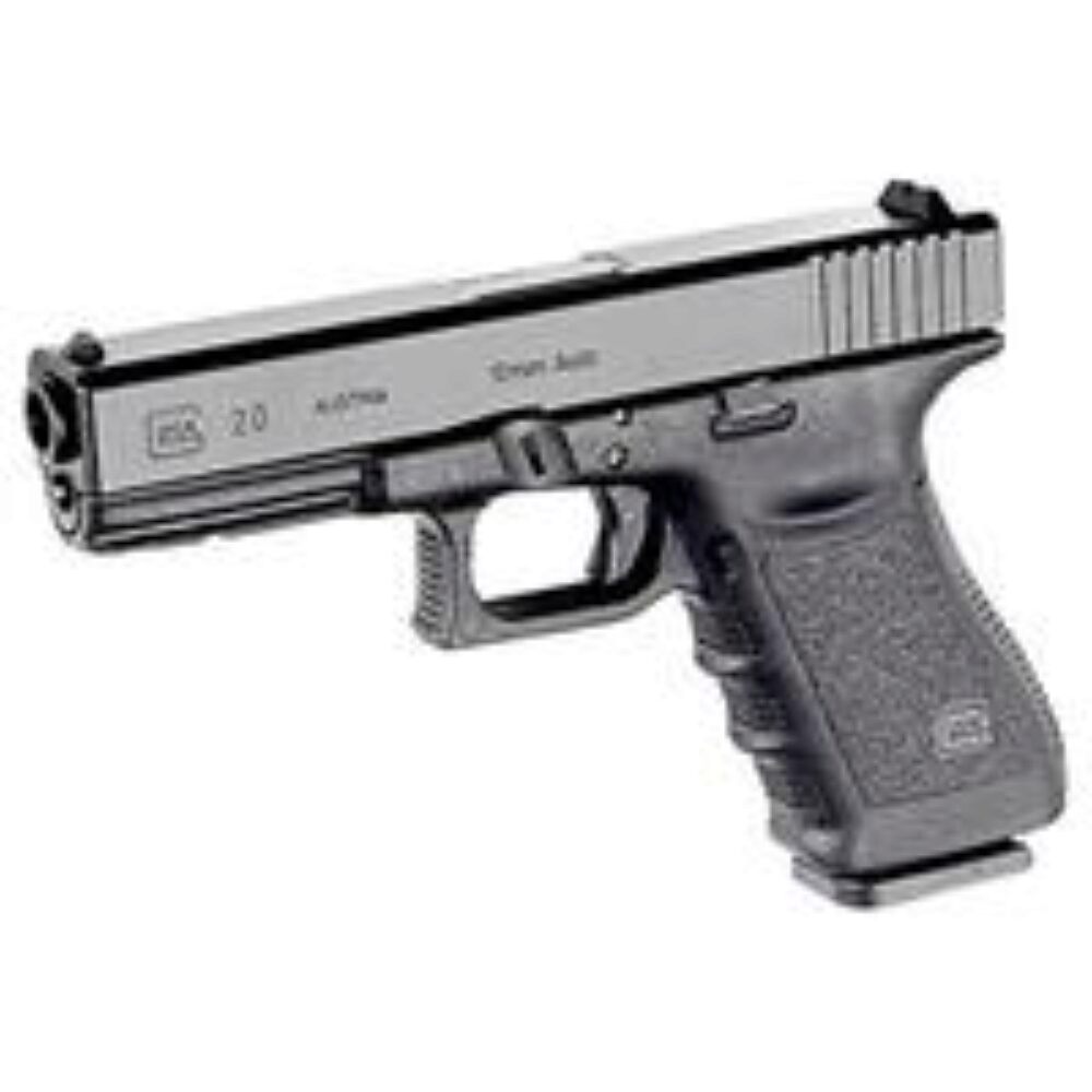 Glock PF2050203 G20 Gen3 Short Frame 10mm Auto 15+1 4.61 Black GMB Barrel/Matte Black Serrated Steel Slide/Black Polymer Frame w/Picatinny Rail/Black Textured Finger Grooved Polymer Grips Right Hand