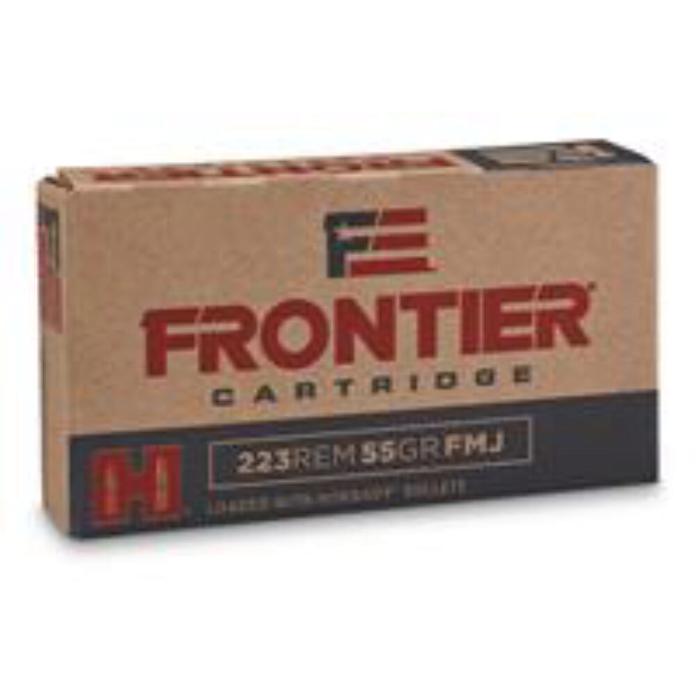 Hornady Frontier Full Metal Jacket 223 Remington Ammo 55 gr 20 Round Box - Brass Casing