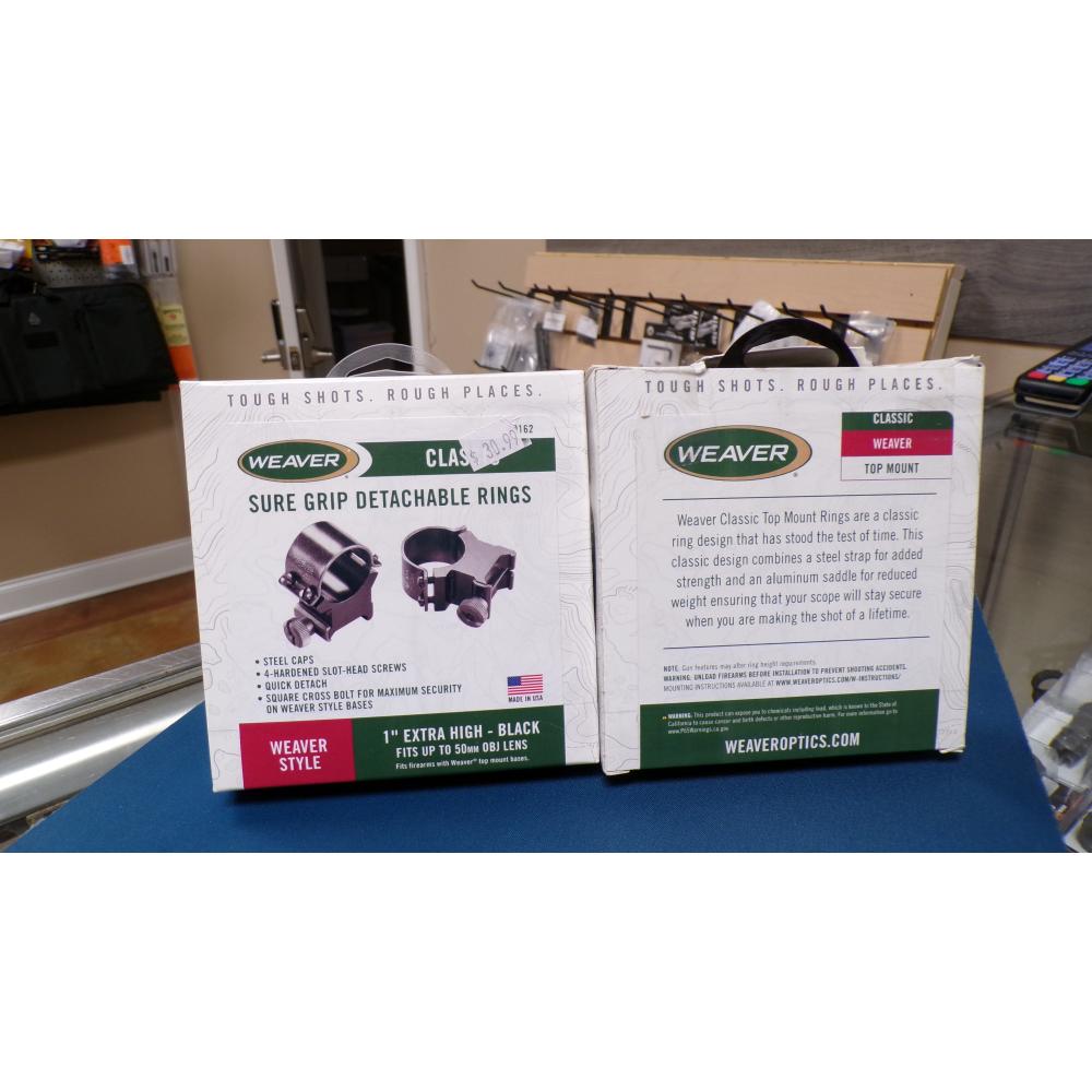 WEAVER CLASSIC 1" MEDIUM MATTE SURE GRIP DETACHABLE RINGS